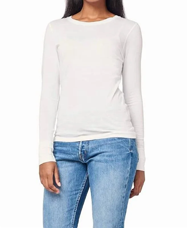 Layering Long Sleeve Scoop Neck Top In Pearl