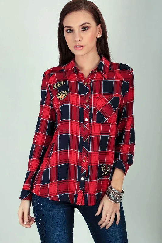 Ceris Badged Red Tartan Shirt