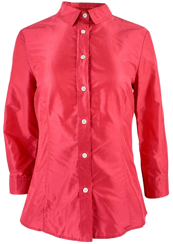 Carolina Herrera Taffeta Collared Shirt in Azalea