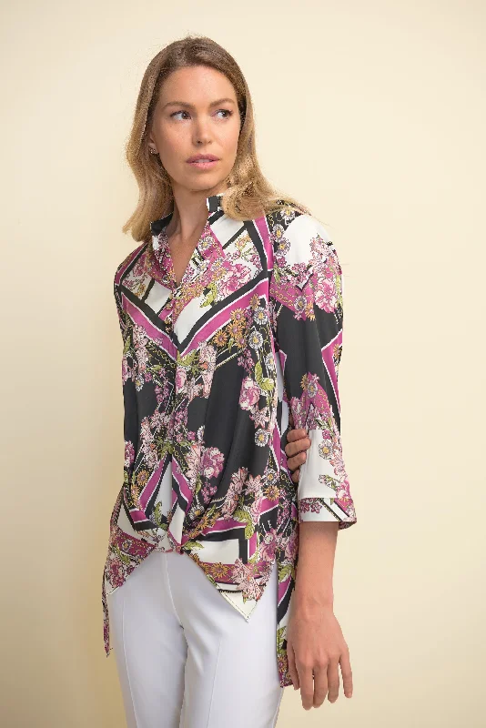 Joseph Ribkoff Front-Tuck, Baroque Print Shirt