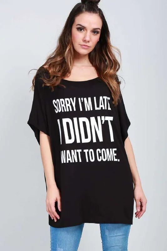 MIa Off Shoulder Slogan Print Oversize Tshirt