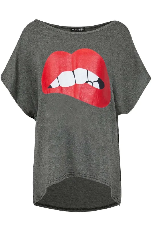 Harper Lips Graphic Print Oversize Tshirt