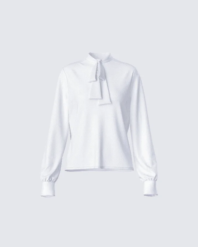 Maia White Pussy Bow Blouse