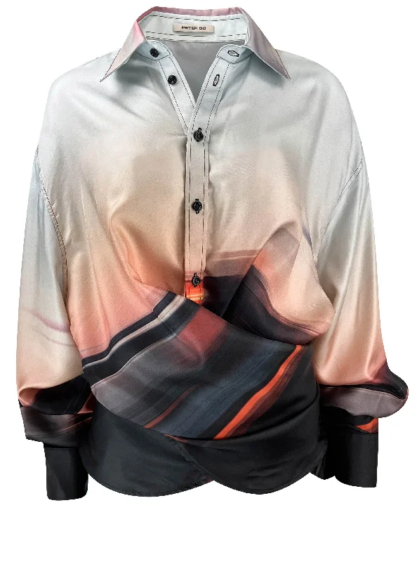 Peter Do Wrap Shirt in Blurred City