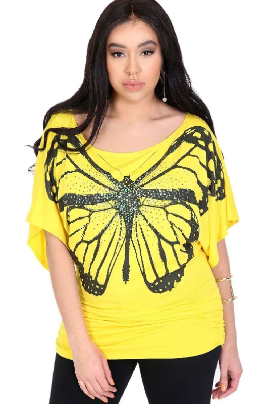 Polly Butterfly Print Bat Wing Baggy Tshirt