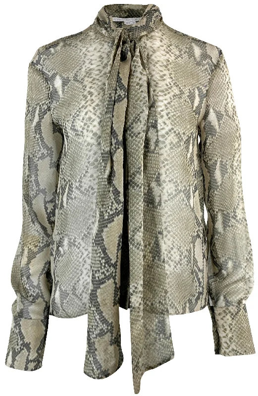 Stella McCartney Python-Print Silk Blouse in Multi Brown