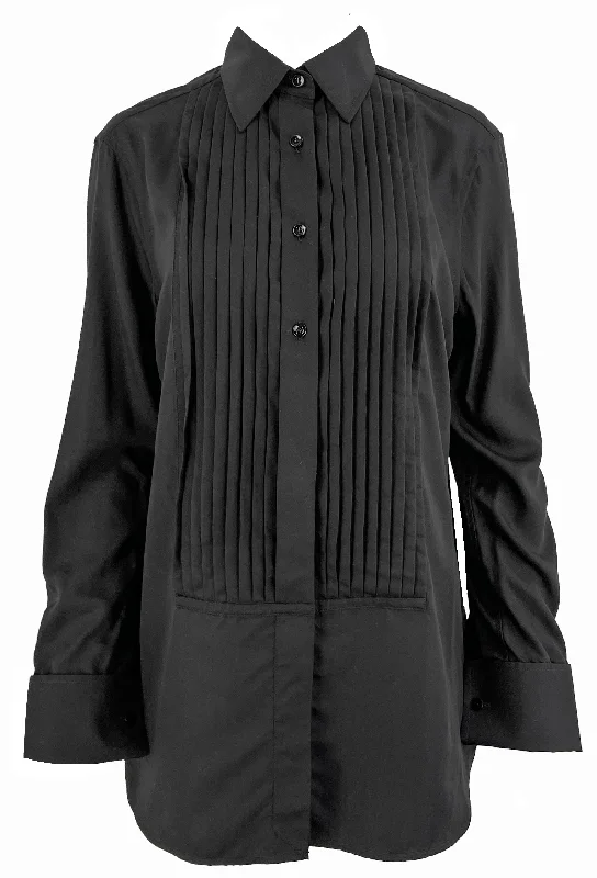 Tom Ford Lyocell and Silk Plastron Shirt in Black