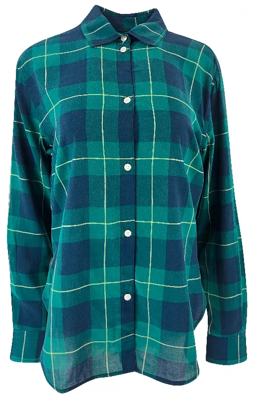 Toteme Tartan Check Shirt in Green and Navy