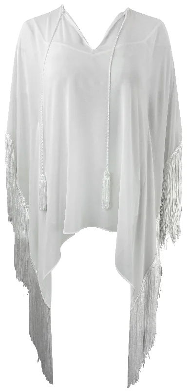 Ungaro Leila Draped Fringe Blouse in White