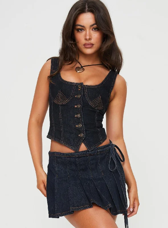 After Hours Corset Top Dark Denim