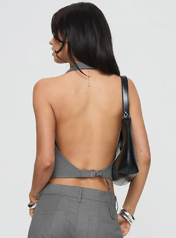 Je Suis Halter Top Slate