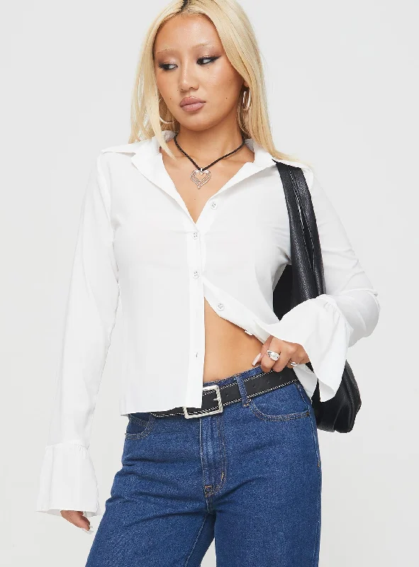 Jersie Button Up Shirt White