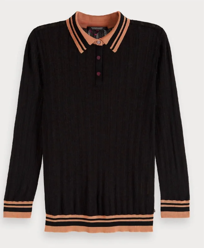 Knitted Polo In Black