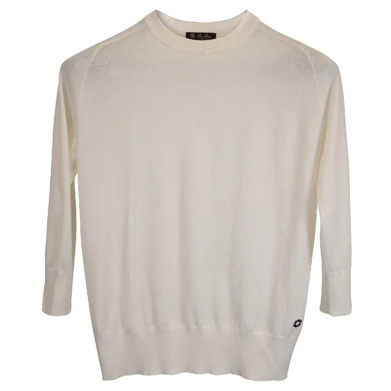 Loro Piana Piuma Sweater in White Cashmere