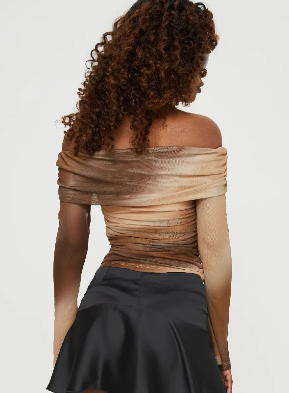 Lotta Off The Shoulder Top Brown