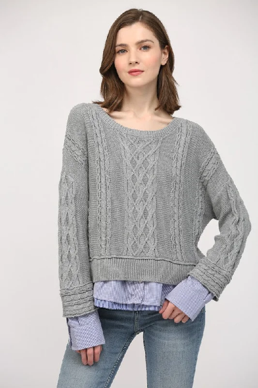 Double Layer Cable Knit Sweater