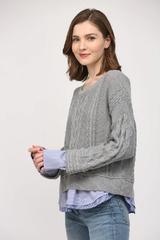 Double Layer Cable Knit Sweater