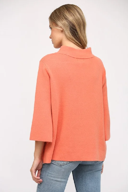 Mock Neck 3/4 Sleeve Sweater