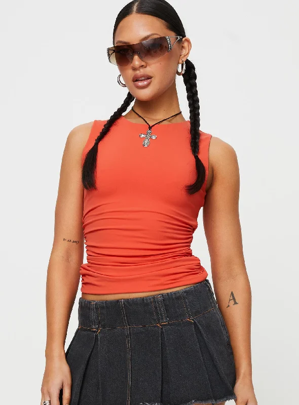 Palmery Lace Up Top Orange