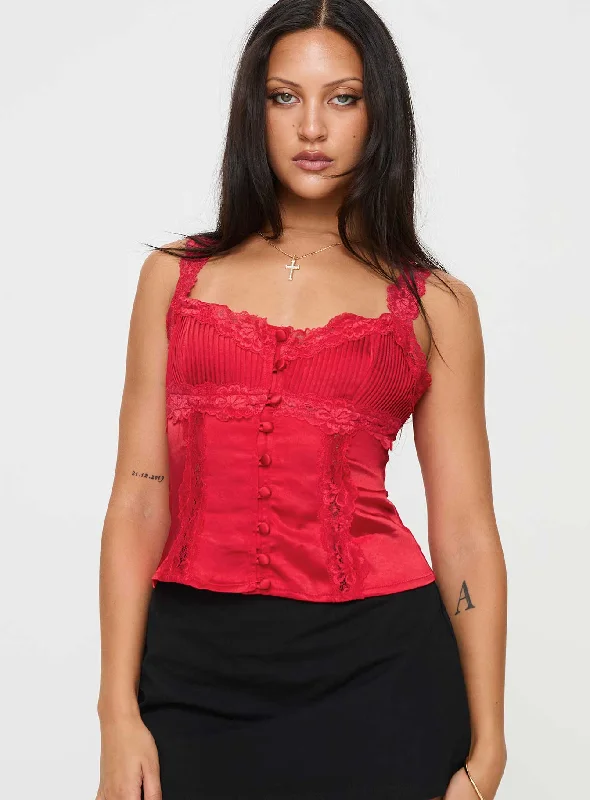 Stilling Lace Top Red