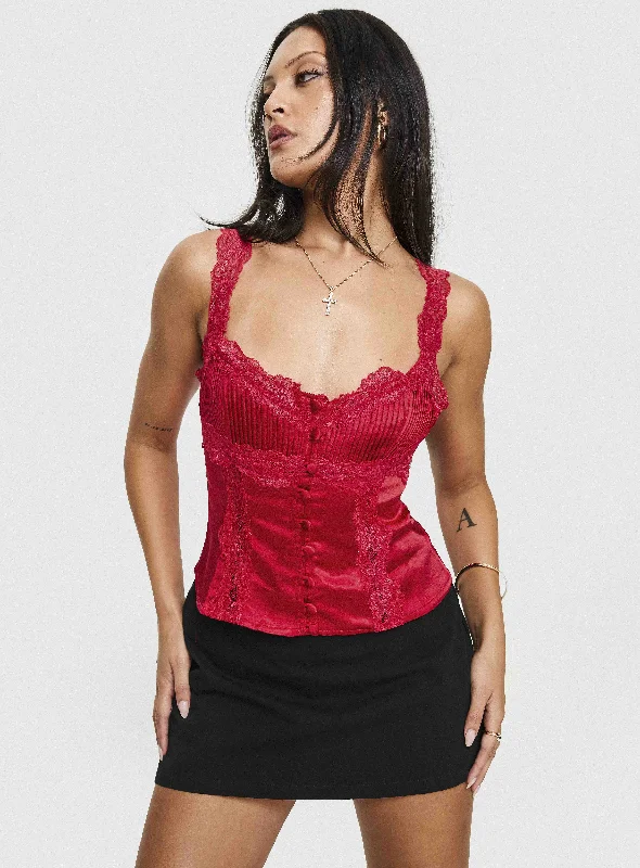 Stilling Lace Top Red