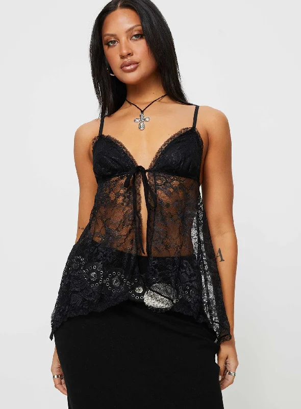 Symone Lace Cami Top Black