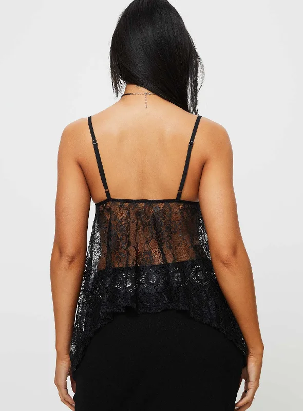 Symone Lace Cami Top Black