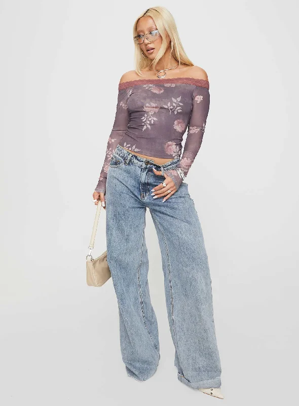 Syracruse Off The Shoulder Top Purple