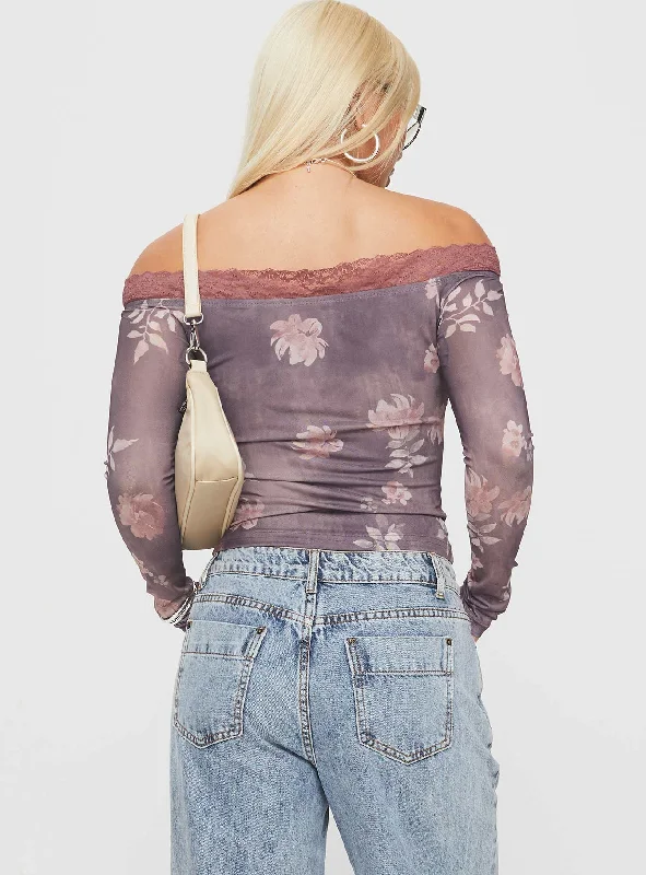 Syracruse Off The Shoulder Top Purple