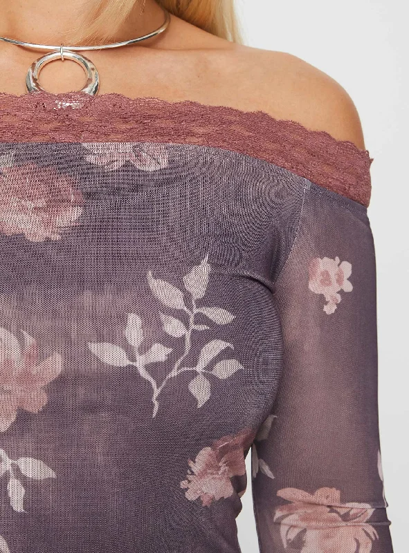 Syracruse Off The Shoulder Top Purple