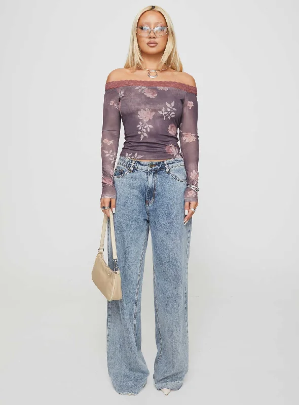 Syracruse Off The Shoulder Top Purple