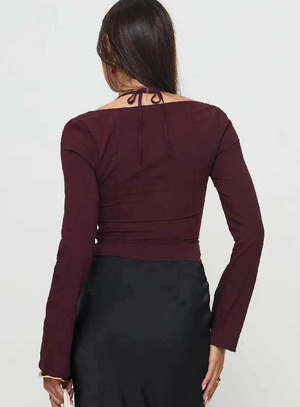 Trynia Long Sleeve Top Burgundy