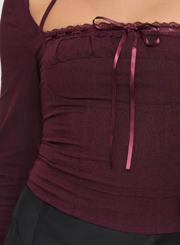 Trynia Long Sleeve Top Burgundy