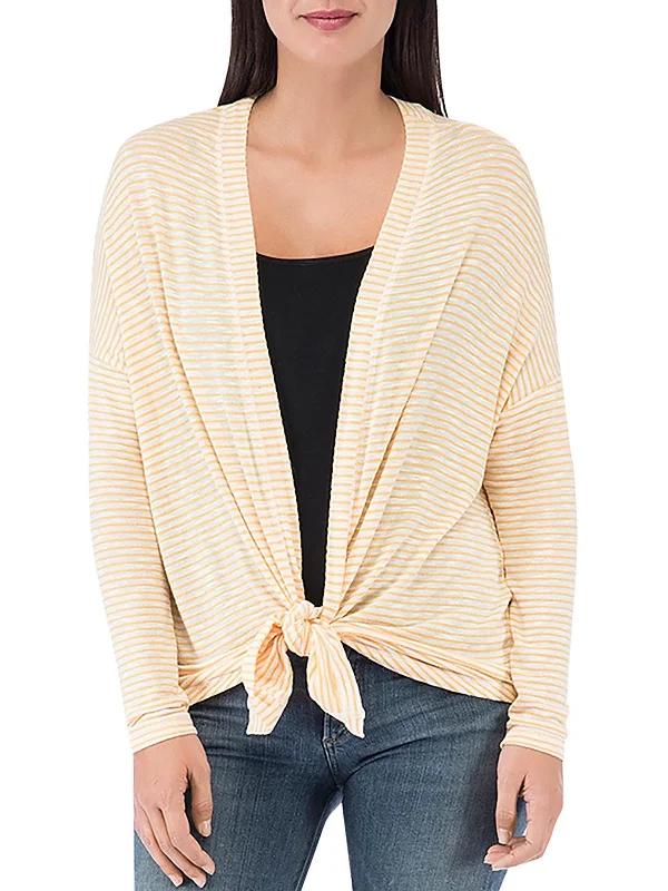 Womens Striped Open Front Cardigan Sweater