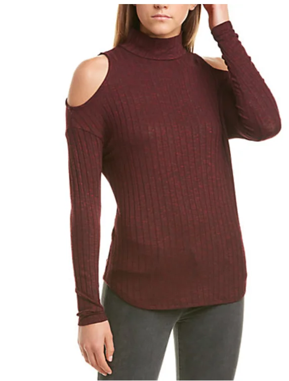 Michael Stars Jasper Poor Boy Cold Shoulder Turtle Neck Sweater