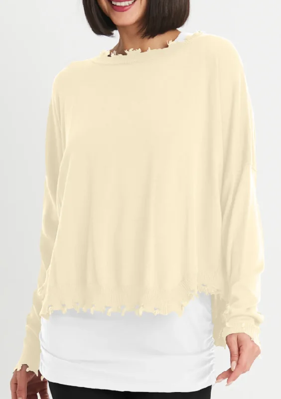 Planet By Lauren G -  PIMA COTTON SHABBY CHIC CREWNECK SWEATER