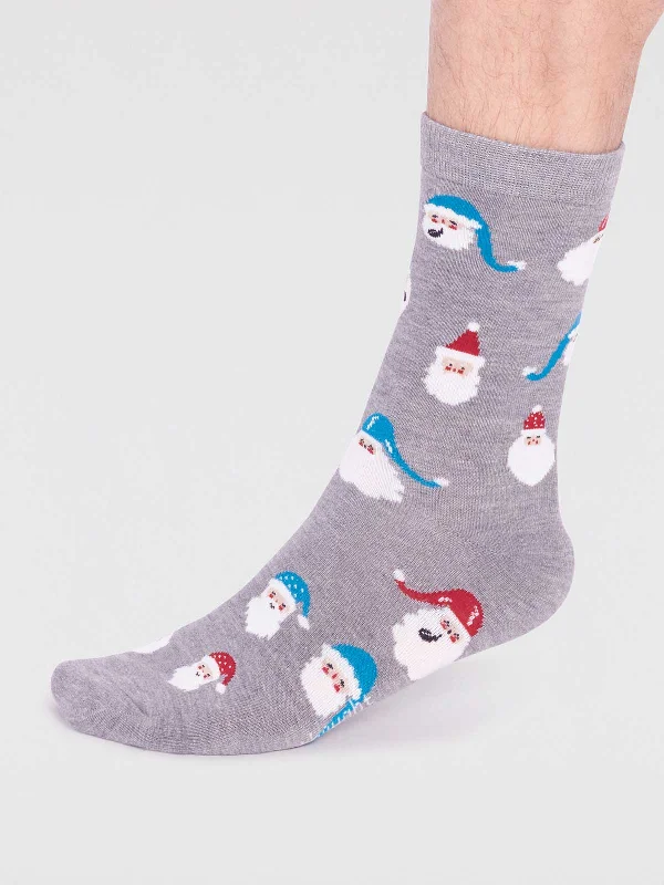 Alfredo Bamboo Christmas Snowman Socks - Grey Marle