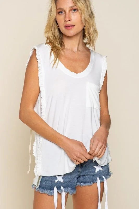 POL Criss-cross Lace-up Open Back Tank Top