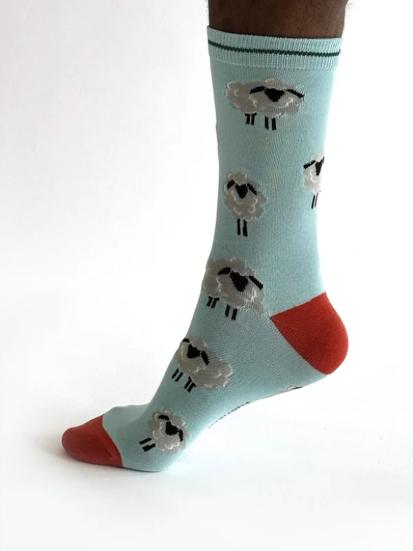 Elliot Sheep Bamboo Socks - Light Blue