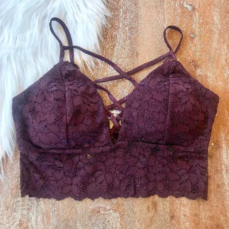 Ignore the Rules Strappy Lace Bralette in Maroon