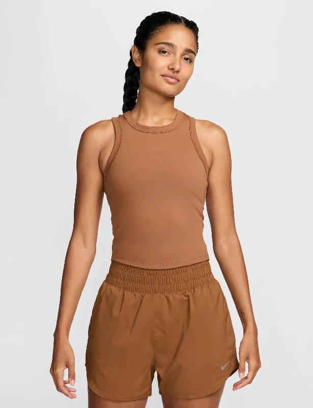 One Fitted Dri-FIT Cropped Tank Top - Light British Tan/Black