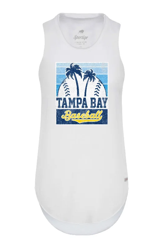 Sportiqe Women's White Tampa Bay Baseball Palm Trees Tank Top