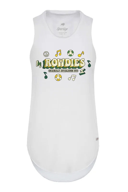 Rowdies Sportiqe Women's White Retro 70's Tank Top