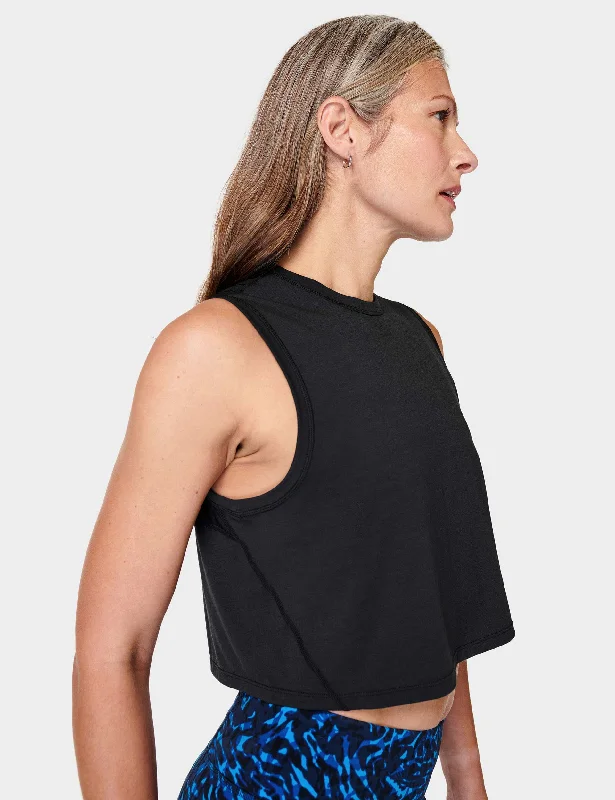 Breathe Easy Crop Muscle Vest - Black