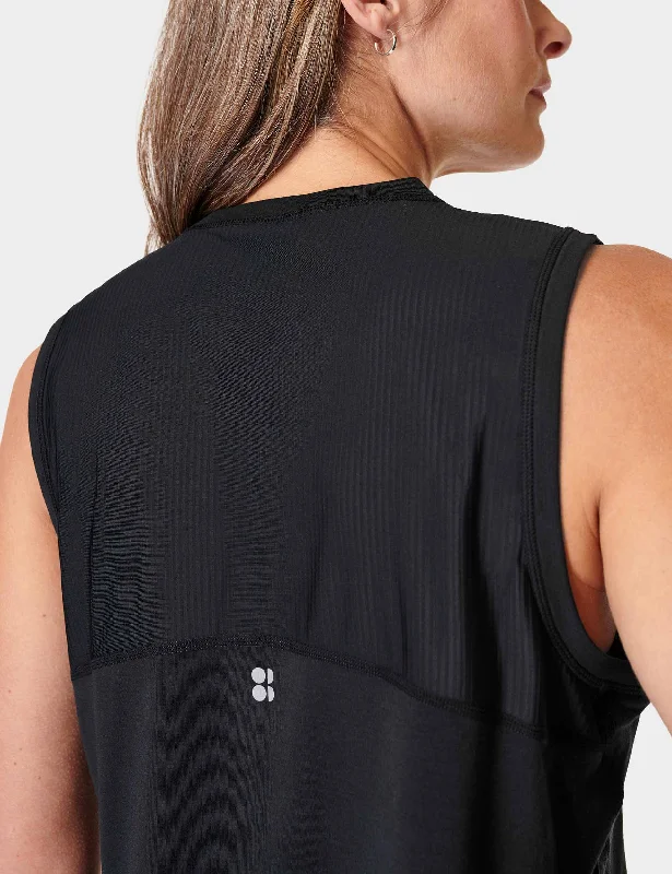 Breathe Easy Crop Muscle Vest - Black