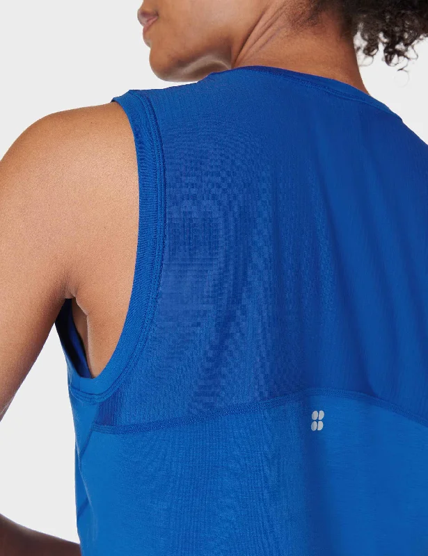 Breathe Easy Crop Muscle Vest - Lightning Blue