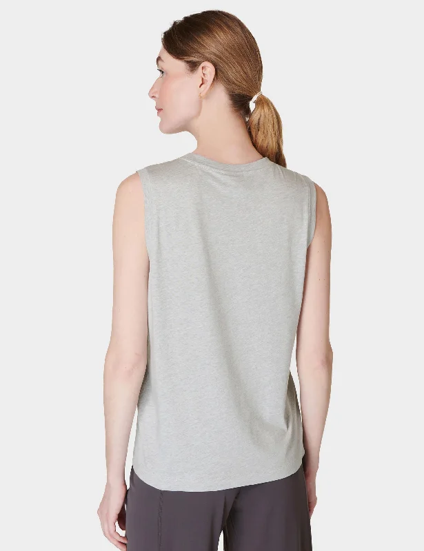 Essential Sleeveless Vest - Light Grey Marl