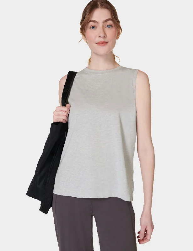 Essential Sleeveless Vest - Light Grey Marl