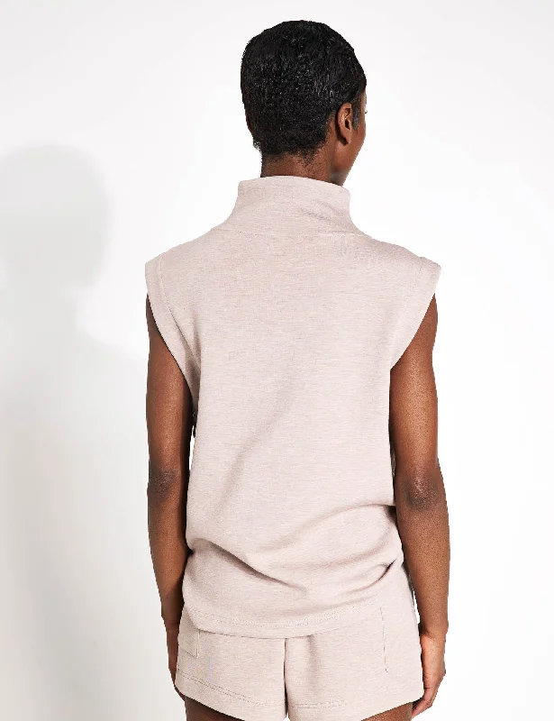 Magnolia Half Zip Tank - Taupe Marl