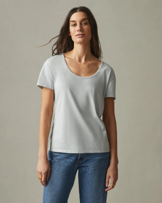 Classic Cotton Scoop Tee - Pearl Blue